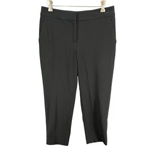 St John Caviar Pants Women 6 Black Flat Front Career Old Money Quiet Luxury Glam